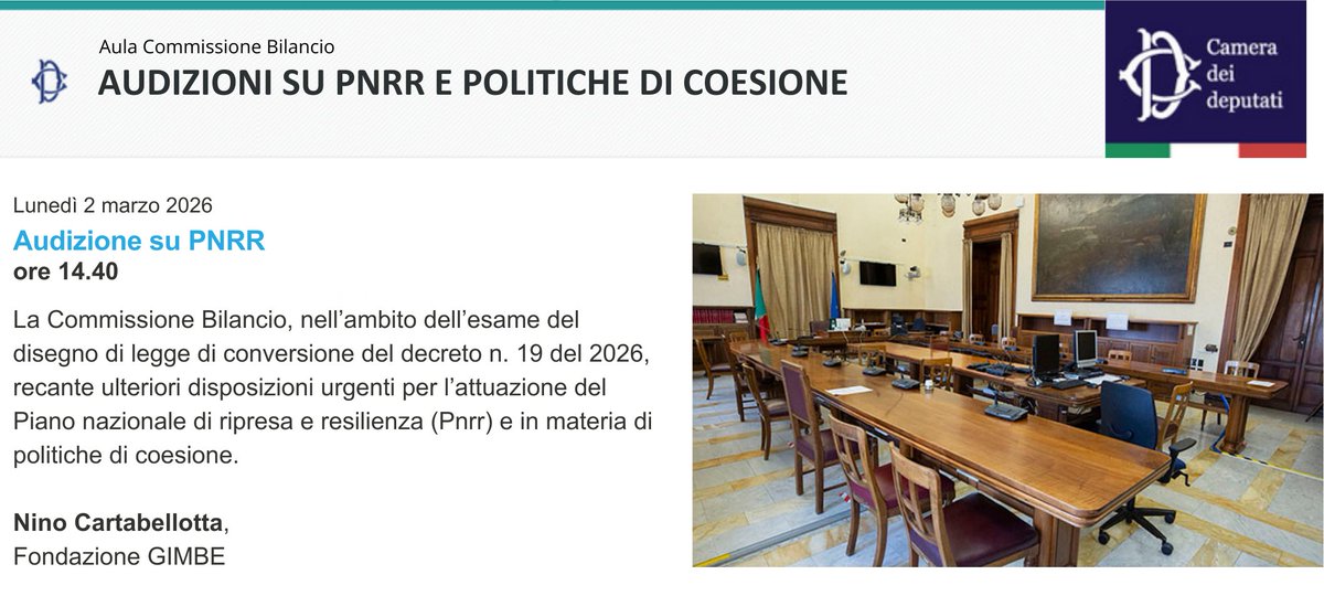 Cartabellotta's tweet image. Entro il 30 giugno 2026 bisogna raggiungere 11 obiettivi EU per completare la Missione #Salute del #PNRR. 
A che punto siamo?
Audizione #GIMBE in Commissione Bilancio alla Camera alle 14.40: comunicazione.camera.it/archivio-prima…

#SalviamoSSN