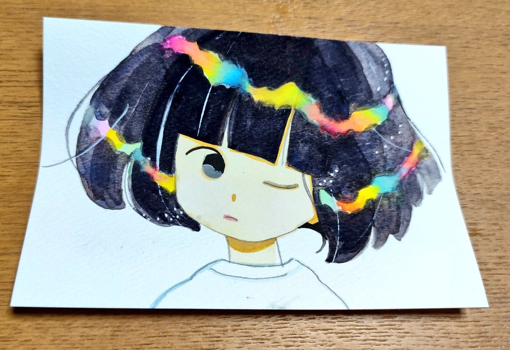 虹のガール #水彩 #水彩イラスト #イラスト