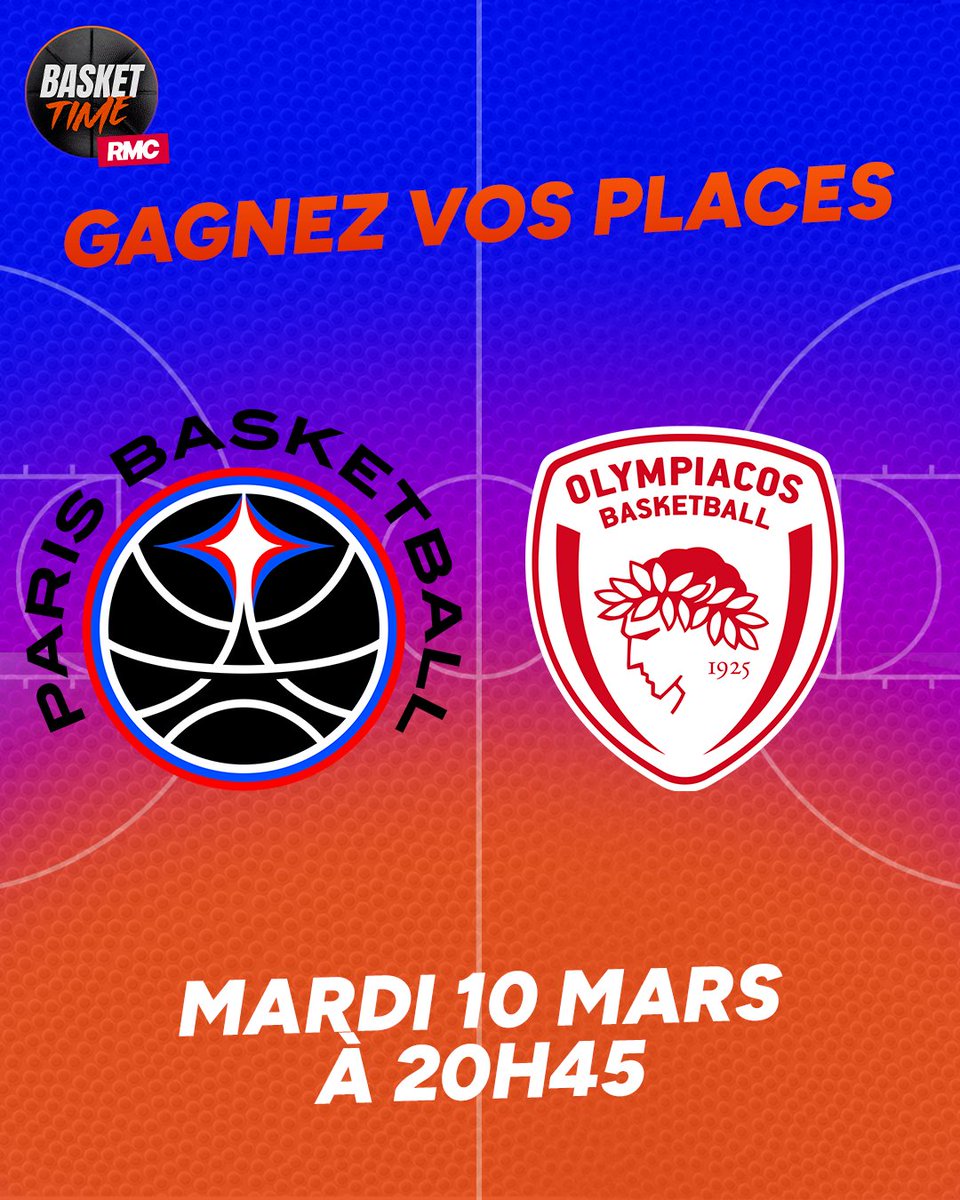🎁 JEU CONCOURS

🎟️ Tentez de remporter vos places pour le match d'Euroligue Paris Basketball – Olympiakos qui aura lieu le mardi 10 mars à 20h45.

🍀 Pour participer, RT + Follow <a href="/RMCSportBasket/">RMC Sport Basket</a>, et commente ton joueur préféré.

🔥 Bonne chance !