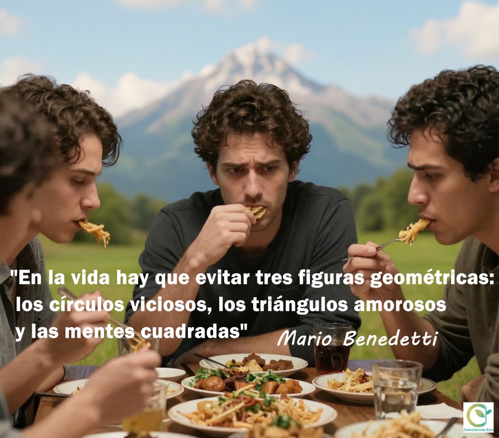 concienciaeco's tweet image. Una #reflexión para cada día:
"En la vida hay que evitar tres figuras geométricas: los círculos viciosos, los triángulos amorosos y las mentes cuadradas"
#MarioBenedetti
#medioambiente #pensamiento #mente #conciencia #ser #geometría #vida #camino #actitud #psicología #filosofía