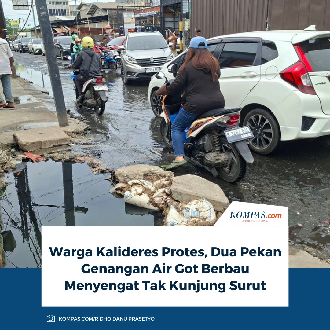 kompascom's tweet image. Genangan air got berwarna hitam pekat dan berbau menyengat di Jalan Satu Maret, Pegadungan, Kalideres, Jakarta Barat, selama lebih dari dua pekan terakhir diprotes warga.

Baca selengkapnya: megapolitan.kompas.com/read/2026/03/0….

~SN #AirGot #Kalideres #Macet