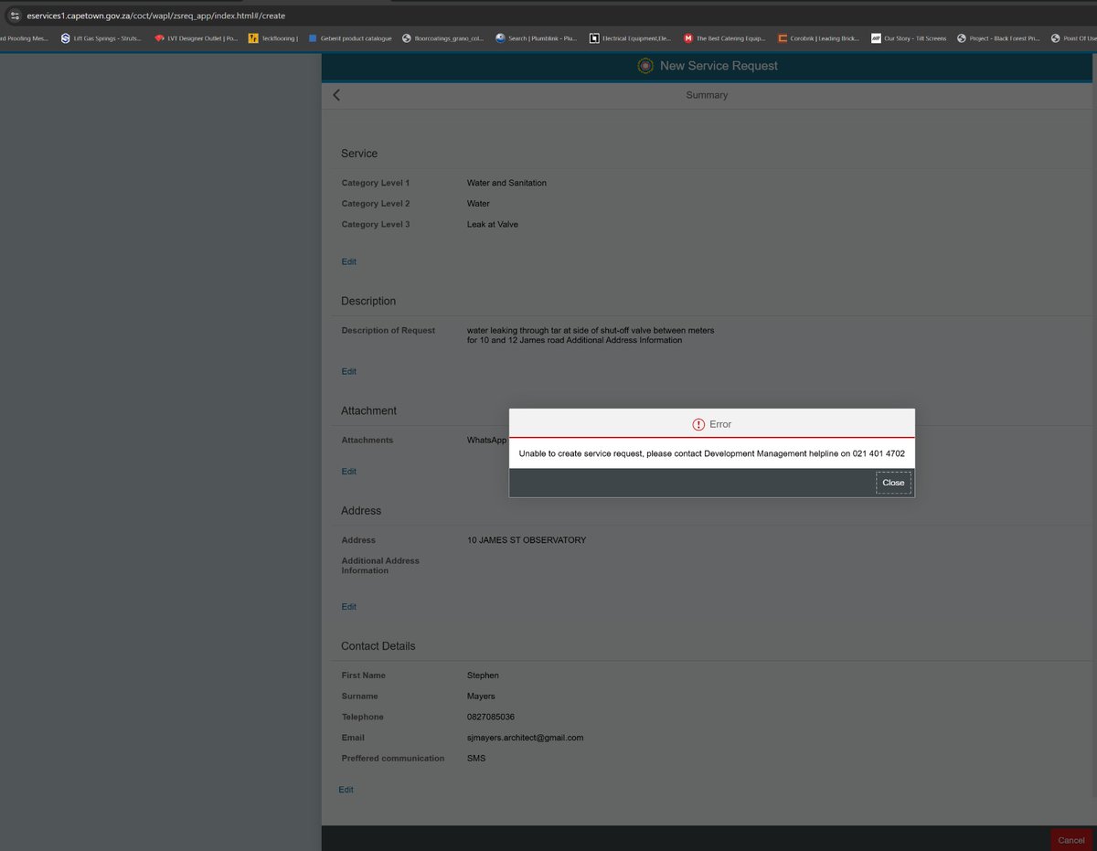Hey <a href="/CityofCT/">City of Cape Town</a> there's a pothole on James Road in Observatory - but your reporting system is down and the contact number is unable to assist