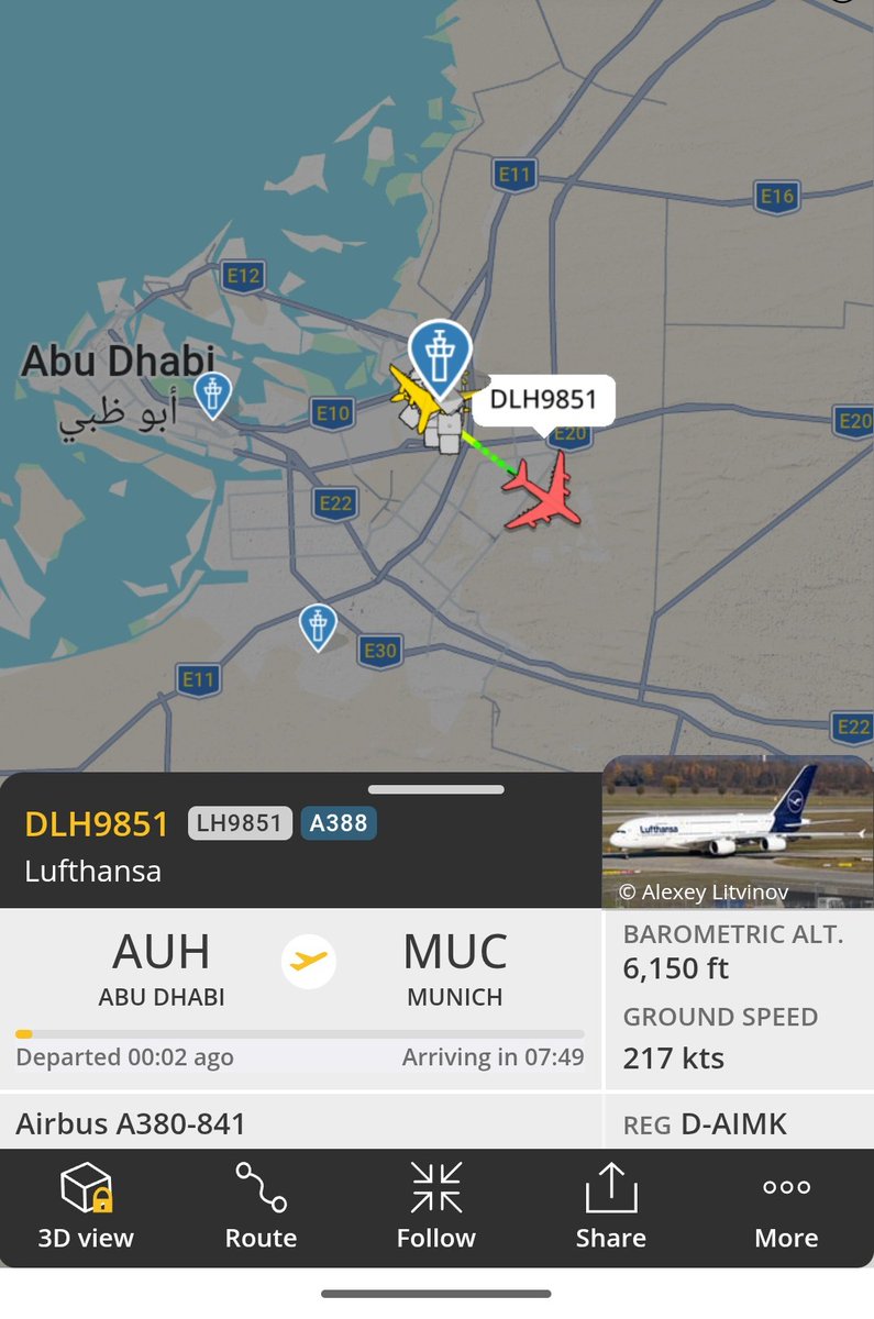 noelbubby's tweet photo. @msinger79 @seriengruender Lufthansa ist auch soeben von Abu Dhabi gestartet https://t.co/IvgLjzXmmk