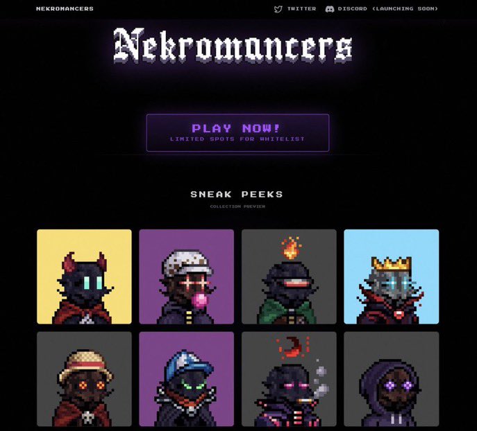 🚨 New project radar: <a href="/nekromancerss/">NekroMancers</a>

They’ve got a mini-game live where you can grind for whitelist 🎟️

Not just vibes but, actual interaction.

If you’re hunting early WL spots, this might be one to look into.

DYOR