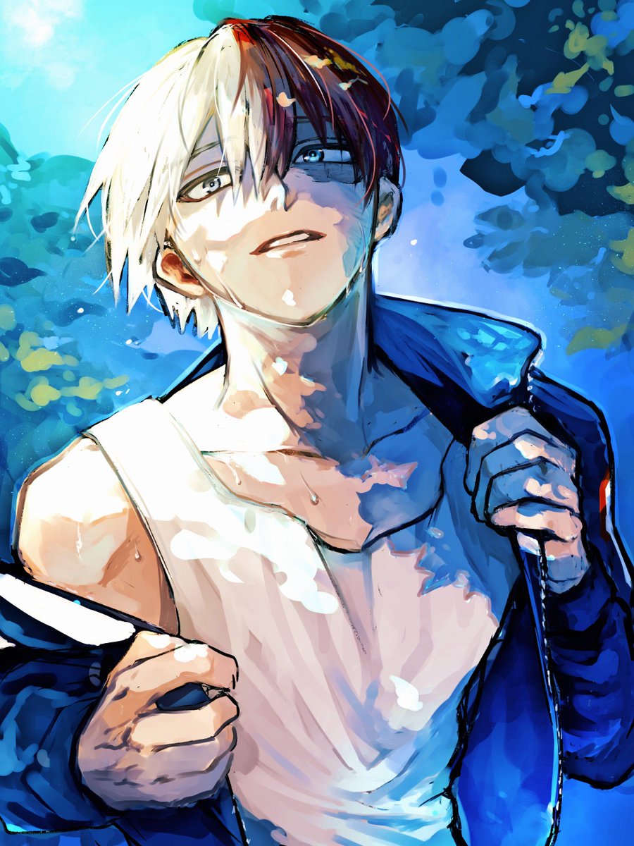 🍰「ふぅ⋯そろそろ冬ジャージじゃ暑いな」
🍇「おまえ⋯そのポーズ素でやってんの？」

#MHA #BNHAfanart