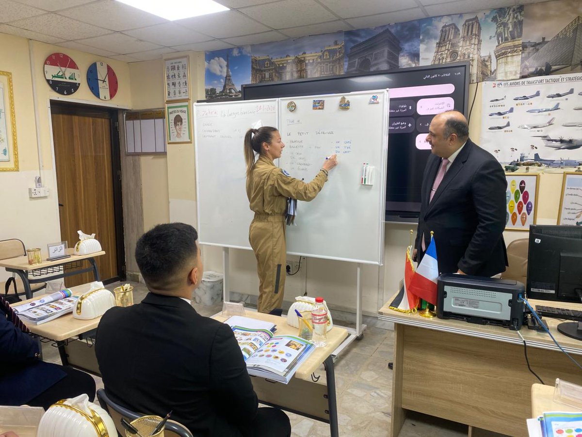 IraqNato's tweet photo. Volunteers from NATO Mission Iraq join Defence Languages Institute students to practice English, Spanish, Italian, Turkish, German and French, building skills, cultural understanding and supporting NMI’s goal of internationally engaged Iraqi personnel.
#WorkingTogether4Iraq https://t.co/DmurhZPzSw