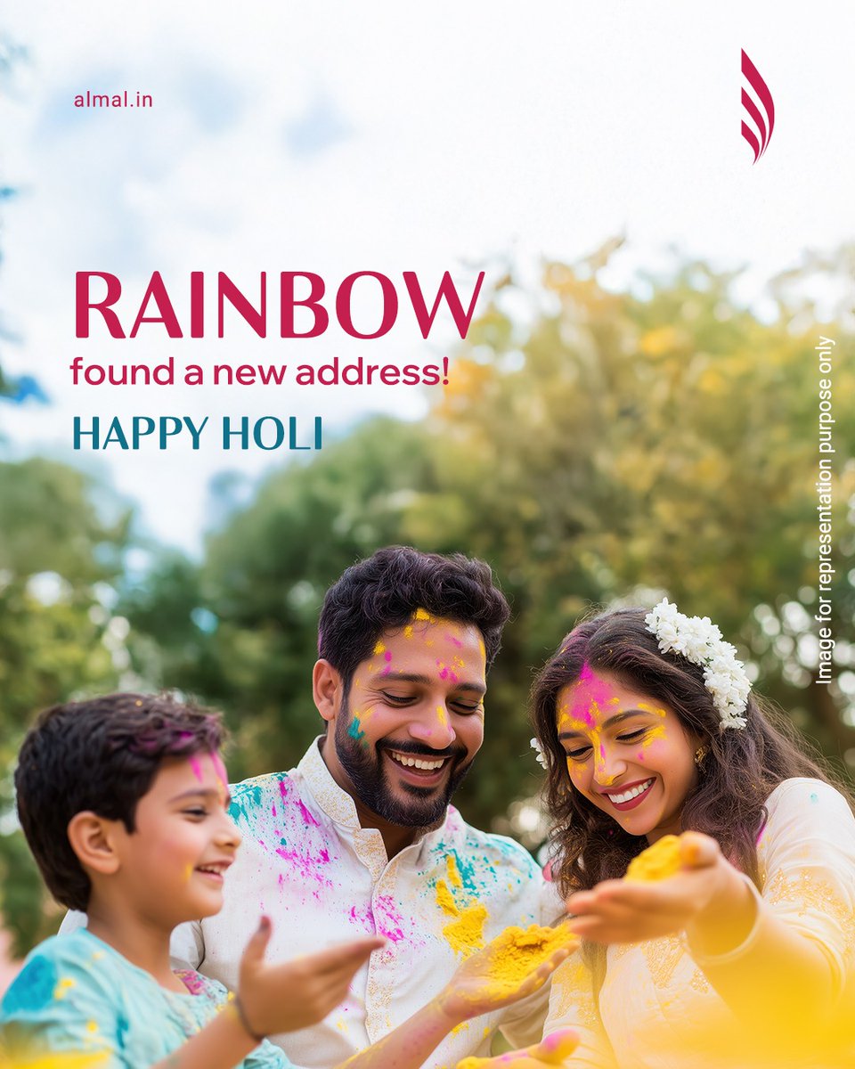 almalspaces's tweet photo. Holi brings the colours down from the clouds. The spectrum has travelled far enough. Today, it settles in good company. ​ 

Happy Holi. ​

​#HappyHoli #FestivalOfColours #HoliVibes #AlmalInspiredSpaces https://t.co/CtdN9pYzy8