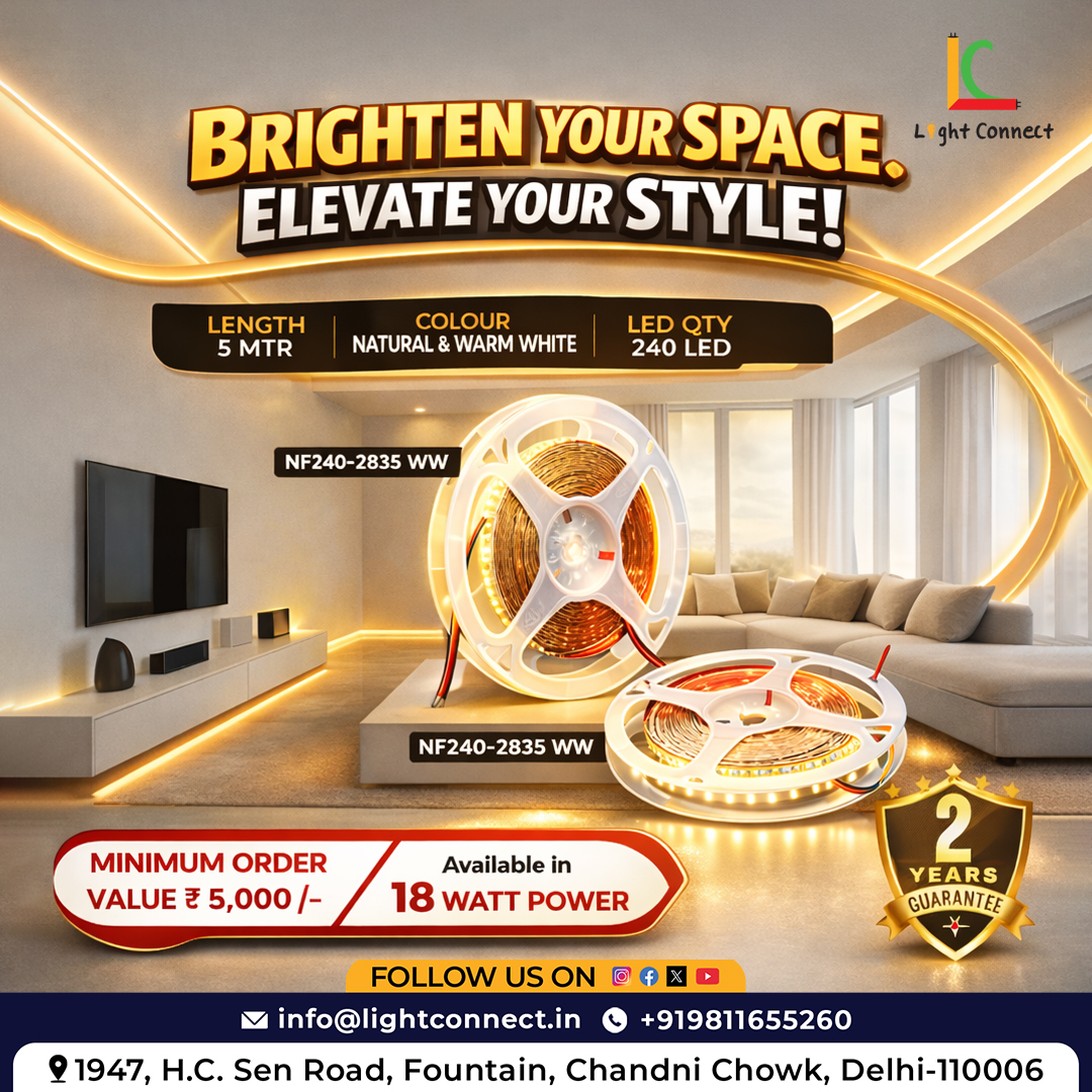 LightConne95231's tweet image. Brighten your space. Elevate your style. ✨💡

5 MTR LED Strip | Natural &amp;amp; Warm White | 240 LEDs
Available in 18W Power
✔ 2 Years Guarantee
Perfect for modern homes &amp;amp; interiors.
📍 Light Connect, Chandni Chowk, Delhi
#LightConnect #LEDStripLight #InteriorLighting #HomeDecor