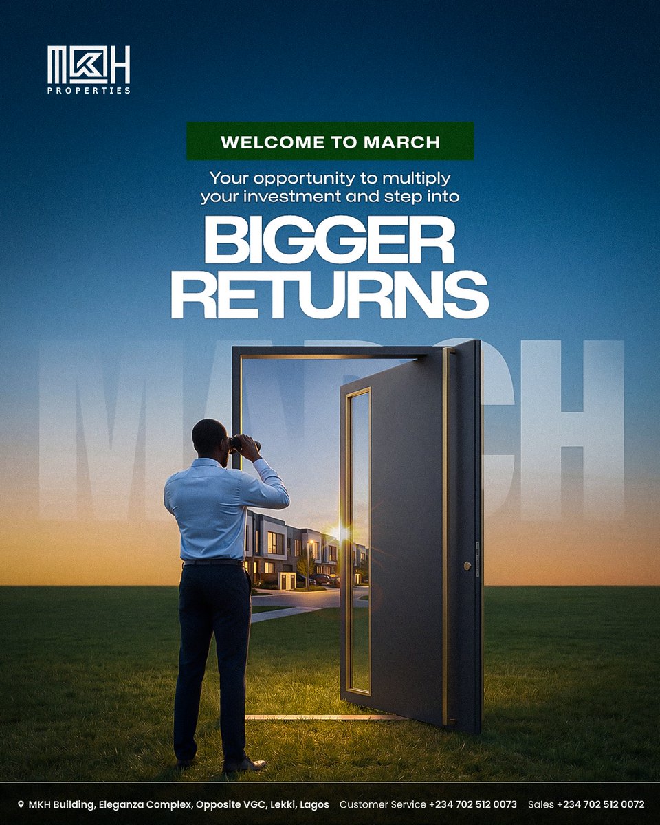 mkh_properties's tweet photo. This new month opens the door to smarter moves, greater growth, and profitable possibilities. 

Take the bold step today, and your future portfolio will thank you for it.

HAPPY NEW MONTH🎊
#NewMonth #WelcomeToMarch #realestateinvestment #newmonthnewgoals https://t.co/Rg44je8EBv