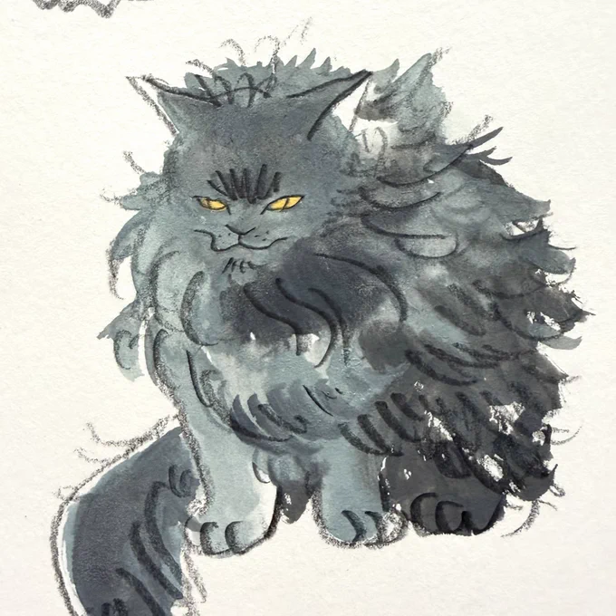 Franz's fur uses blue-gray &amp; dark gray. Test colors look great, but I sometimes mess up the final piece… Good thing I have PS to fix it in post! Still, nailing it in one go would be cooler.