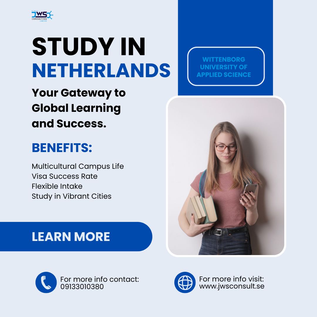 jwsconsult's tweet photo. Take the next big step in your academic journey at Wittenborg University of Applied Sciences, your gateway to global learning and career success.

Why choose the Netherlands?
Multicultural campus community
Strong visa success rate
Flexible intakes
Enroll today @jwsconsult https://t.co/2Owem7JRnh