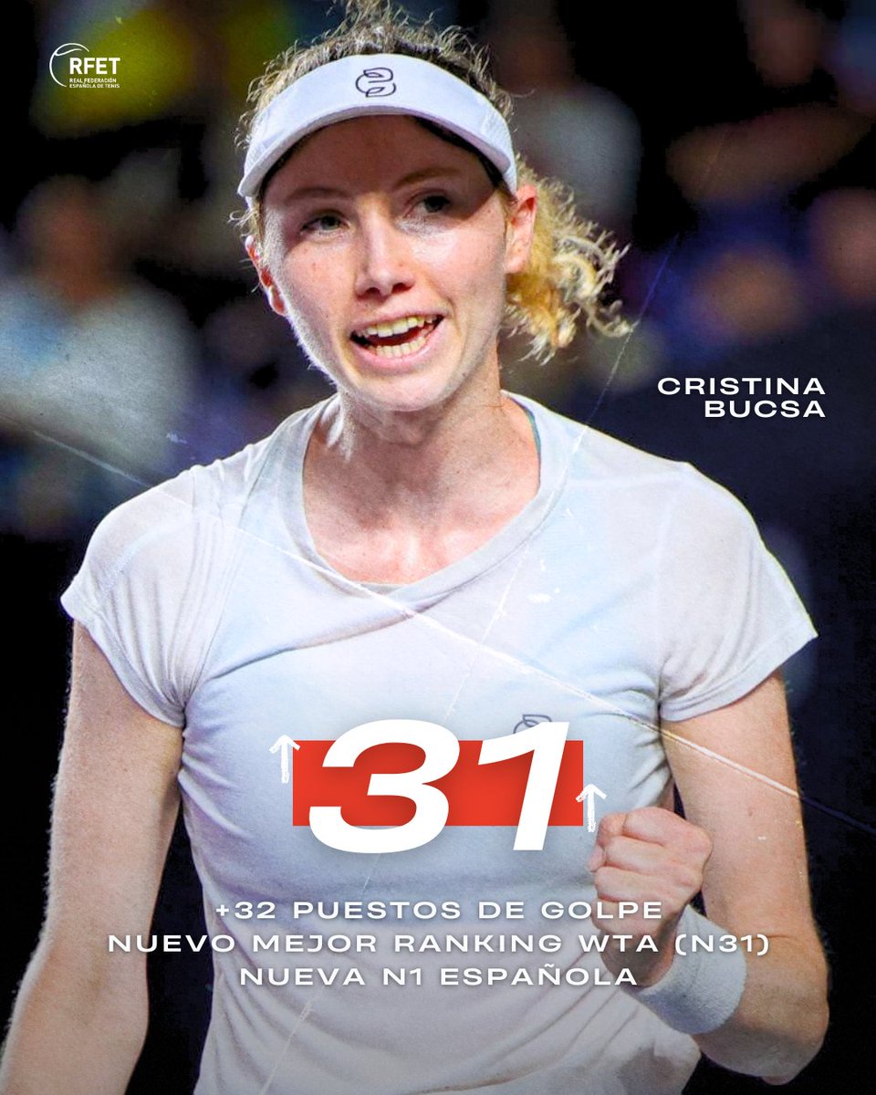 RFETenis's tweet photo. ¡Saludad a nuestra nueva mejor tenista! 👋🇪🇸

¡La semana de ensueño de Bucsa en Mérida la catapulta hasta el N31 del mundo, su nuevo mejor ranking #WTA !

#MeridaOpen https://t.co/PMv2LI12as
