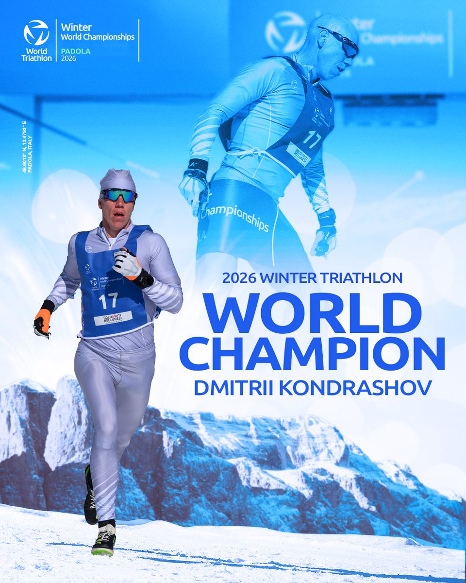 worldtriathlon's tweet image. Laying claim to the world title in Padola 🔥

It was a tense final at the World but Kondrashov pulled through to overcome his competitors 💪

#WinterTri #Multisport