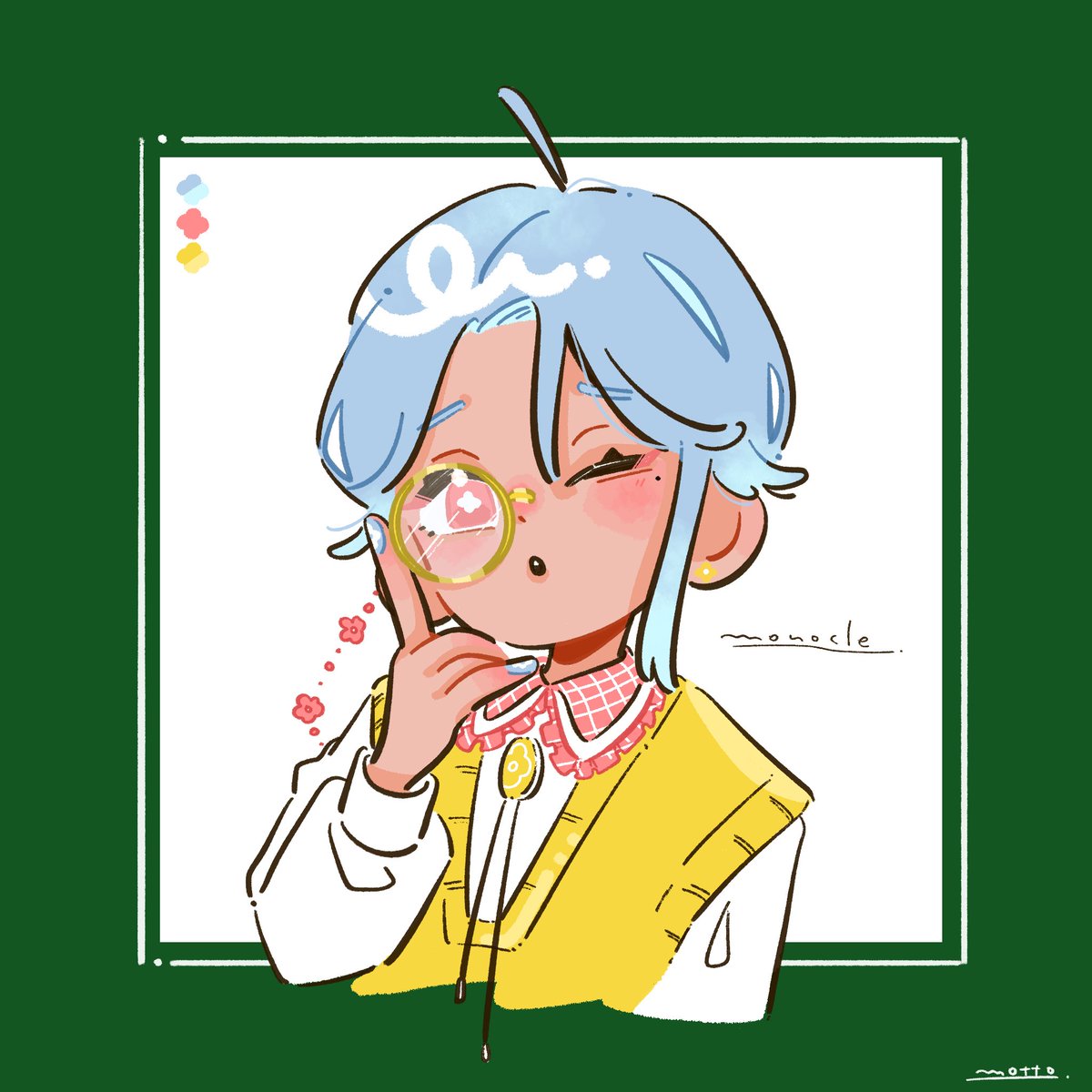 berga_motto_'s tweet photo. モノクル
💙🩷💛
#創作イラスト  #イラスト  #一次創作 #illustration https://t.co/ZwFq9UbJZF