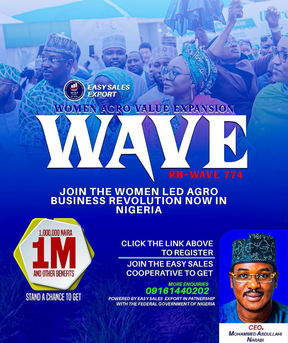 easysalesexport's tweet photo. https://t.co/jtEoknNcxY

Follow the link to register for wave and cooperative to get a chance of being part of the beneficiary of the federal government program called wave 

#wave #easysalesexport #agriculture https://t.co/ySv8h1VLKU
