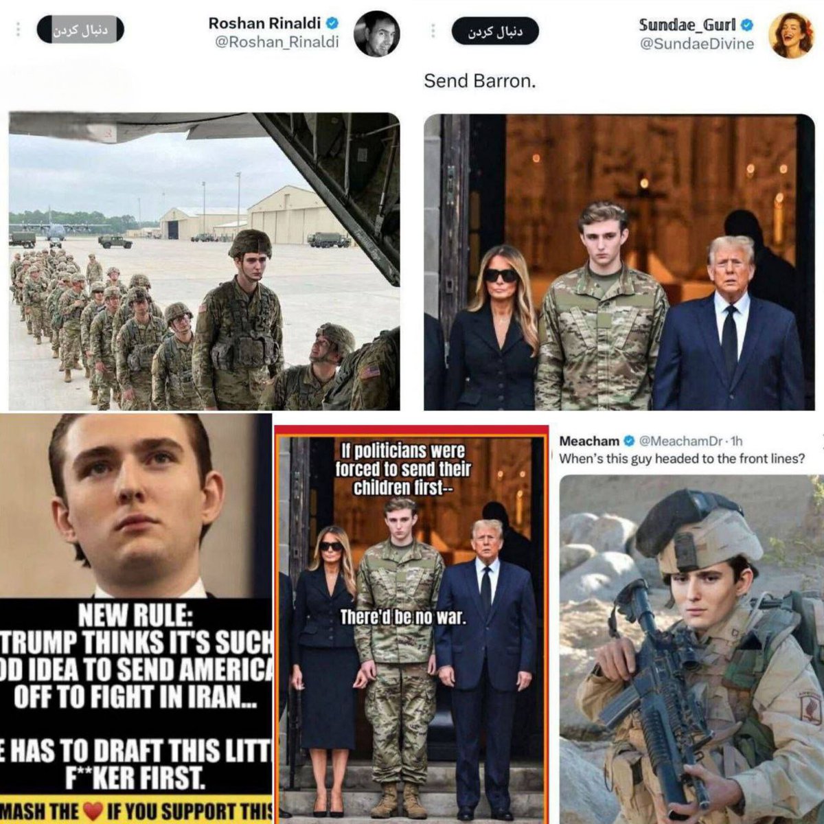 🔴 Usuarios estadounidenses, al hacer tendencia el hashtag #SendBarron, pidieron a Trump que enviara a su hijo a Asia Occidental para que muriera por los israelíes.