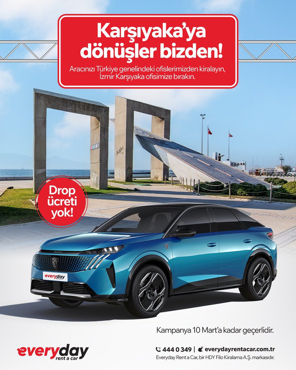 İzmir’e gitmek için harika bir nedeniniz var! 💚❤️
📌Iğdır ve Dalaman ofislerimiz hariç, tüm ofislerimizden Karşıyaka ofisimize araç iadelerinde drop ücreti almıyoruz.

Hemen rezervasyonla İzmir’in tadını masrafsız çıkarın! 

📞 444 0 349
🌐 everydayrentacar.com.tr 

#Everyday