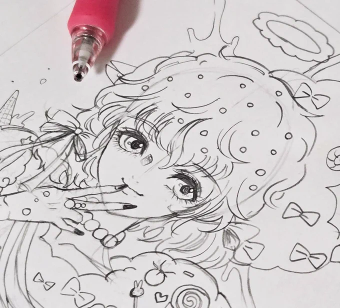 下絵完成した〜🥰🙏✨🩷
今回はモコモコとか羊とかテーマにした🫶🐑⋆𝜗𝜚

 #WIP ♡ 