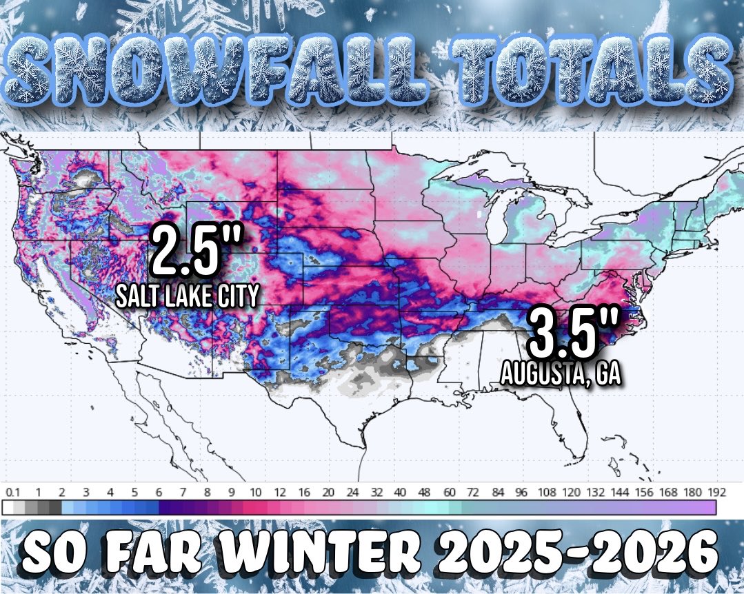 This is a map of total winter snowfall, so far. It’s crazy that Augusta ...
