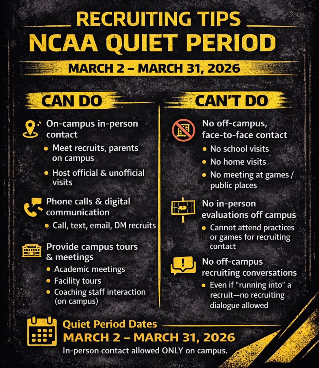 CoachYe_'s tweet photo. Tips for this month of the QUIET PERIOD ‼️
#CoachYe
#CoachYeRecruiting
#OTR
#OffTheRadarRecruiting https://t.co/h6p19yYdjy