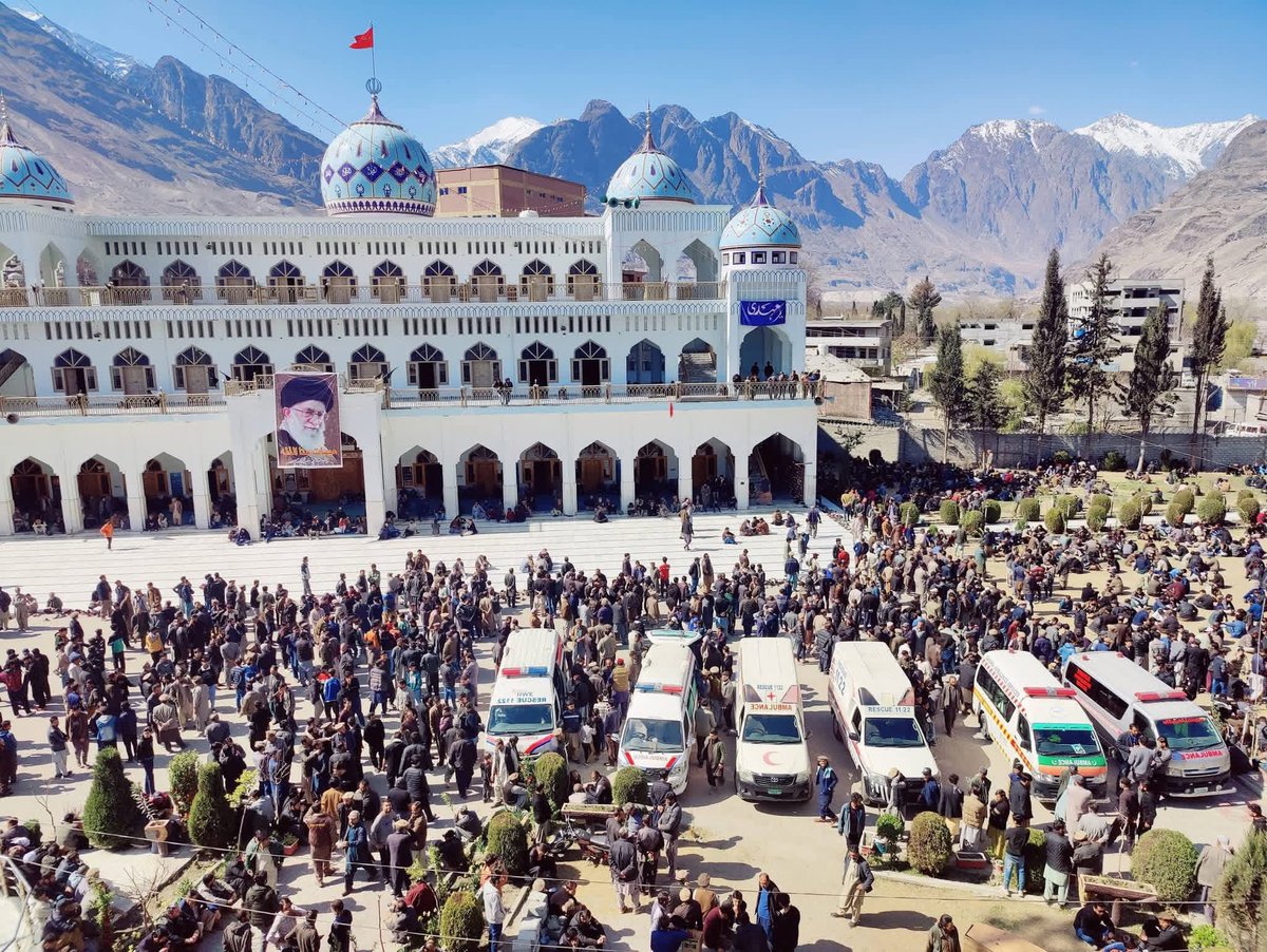 Funeral prayers of 12 who killed during protest demonstrations in Gilgit and Skardu after assassination of Ayatollah Khamenei offered during curfew relaxation in Gilgit and Skardu