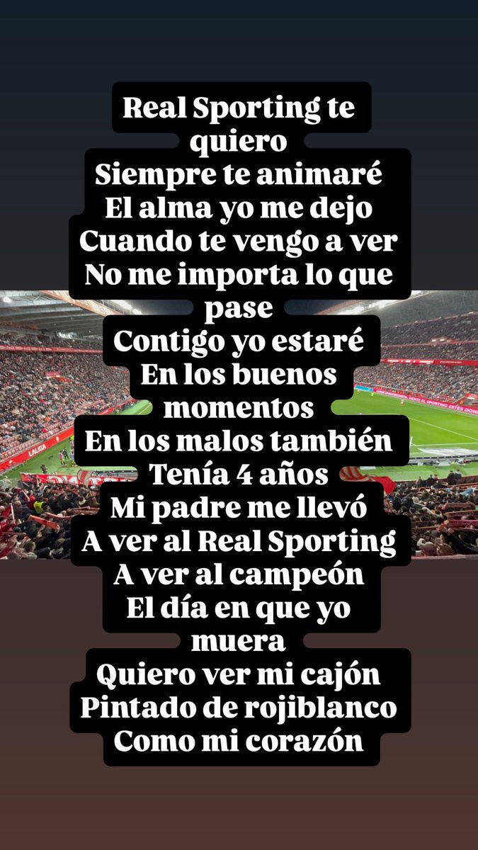 🧣Al reanudarse el partido extiende tu bufanda y honra a Tante con el cántico que se adjunta

👏🏻Al finalizar el cántico,una sonora ovación 

🕊️¡Guíanos desde el cielo con el resto de sportinguistas fallecidos hacia la victoria!

🔴⚪️