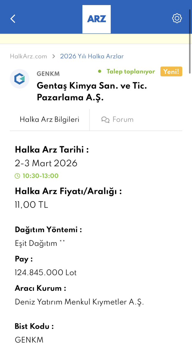 bankadakimudur's tweet photo. Bugün halka arza başlayan Gentaş Kimya San. Ve Tic. A.Ş. firmasında arz talebinizi oluştururken başka firma ile karıştırmayın lütfen, neden böyle dedim, anlatayım 🙂
Çünkü bu şirkette halka arz talebi oluşturma, talep toplama ekranından değil, normal hisse alır gibi komisyonlu alım şeklinde.
Doğru bist kodu GENKM.
Maalesef Gentaş yazınca diğer şirket de çıkıyor 🤭