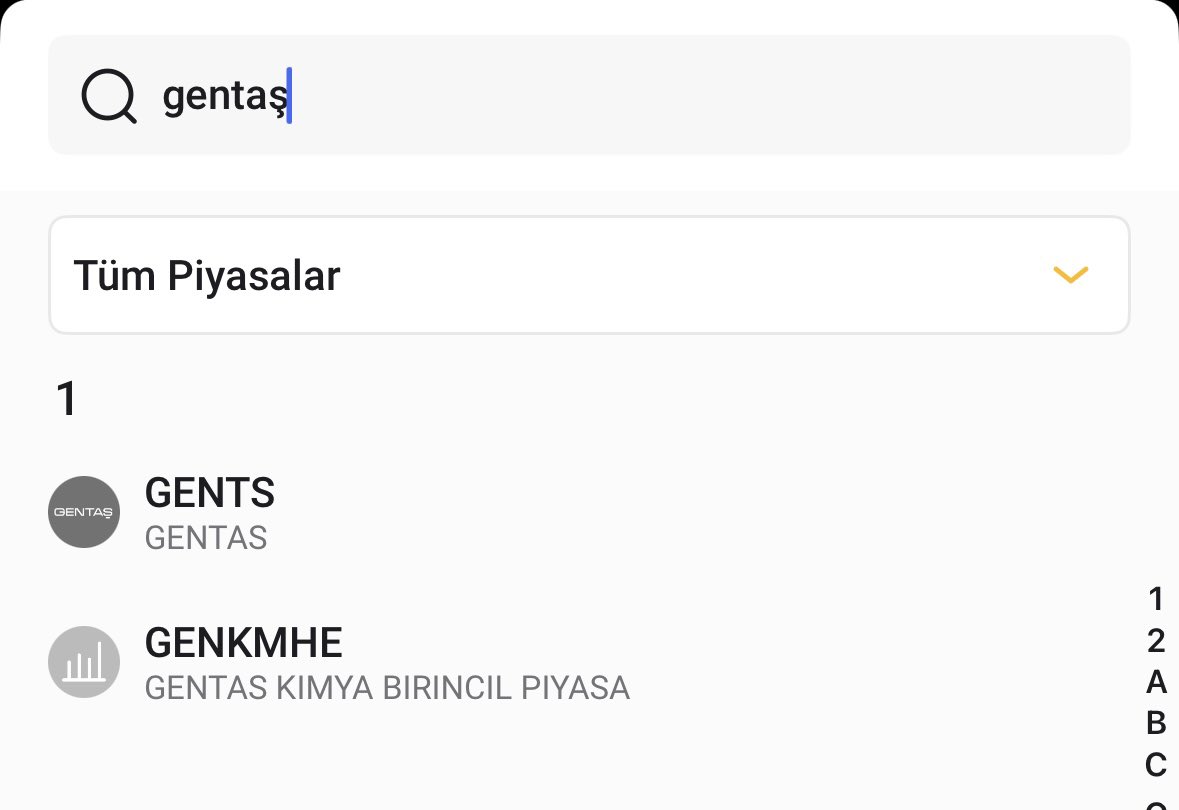 bankadakimudur's tweet photo. Bugün halka arza başlayan Gentaş Kimya San. Ve Tic. A.Ş. firmasında arz talebinizi oluştururken başka firma ile karıştırmayın lütfen, neden böyle dedim, anlatayım 🙂
Çünkü bu şirkette halka arz talebi oluşturma, talep toplama ekranından değil, normal hisse alır gibi komisyonlu alım şeklinde.
Doğru bist kodu GENKM.
Maalesef Gentaş yazınca diğer şirket de çıkıyor 🤭