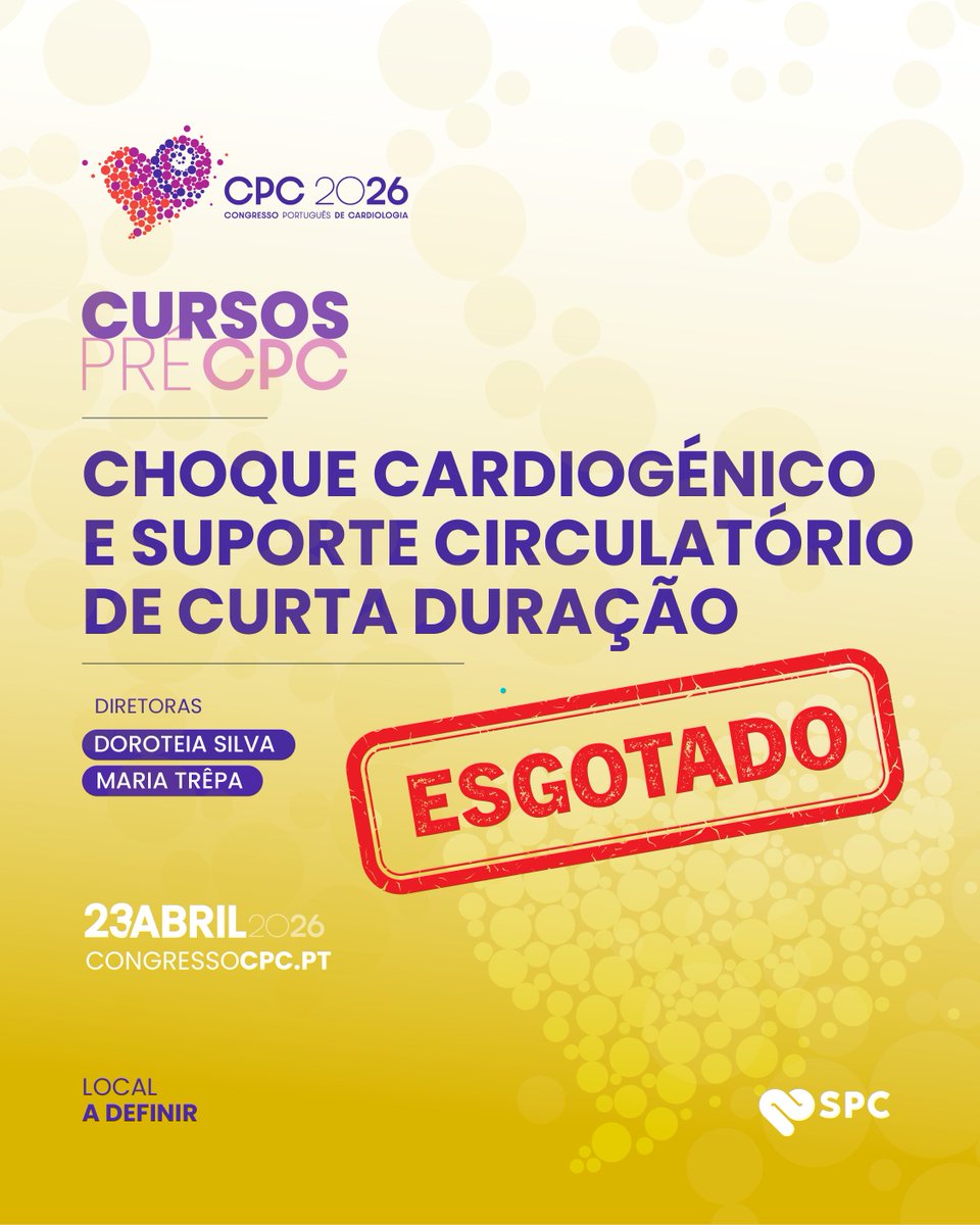spcardio's tweet photo. Cursos Pré-CPC 2026
Dois cursos já esgotados.

 As vagas são limitadas.

Inscrições e mais informação:
 https://t.co/K00qdKAw7t

#CPC2026 #CursosPréCPC #CPCinMotion https://t.co/hgTZjrwxae