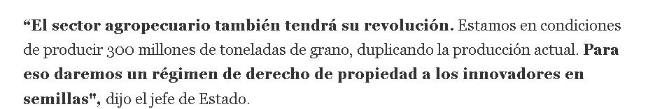 Solos tres párrafos para el agro que lo único concreto que va por el UPOV91. 
Salimos mas empomados