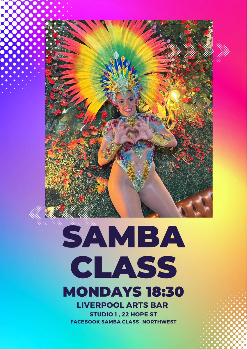 Monday motivation! 
Join us for samba class!!

Mondays
Studio 1, 3Rd floor. 
18:30-19:30 
£6
Liverpool Arts Bar, 22 Hope St

#sambaclassnorthwest #liverpool #itsliverpool #sambadancers #health  #sambaclass #danceclass #simonereeves 
#samba #fitness #thisgirlcan #mondaymotivation