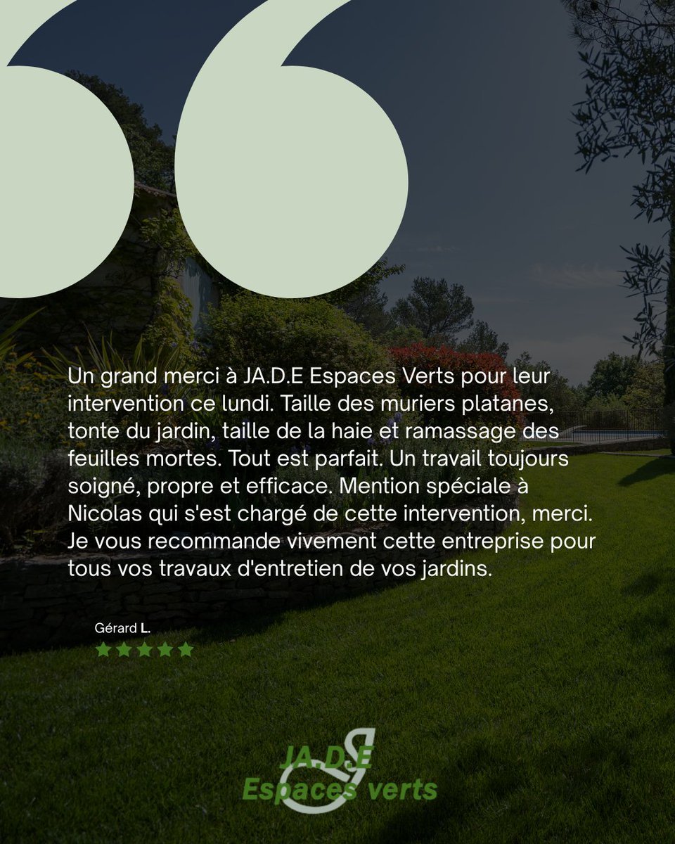 jadeespacesvert's tweet photo. 🌿 Focus sur quelques avis clients 🌿
Merci à nos clients pour leur confiance et leurs retours qui nous touchent sincèrement 💚
JADE Espaces Verts est membre du réseau Plus que PRO, avec une note de 4,8 / 5 basée sur 149 avis contrôlés.
#AvisClients #Paysagiste #JADEEspacesVerts https://t.co/IMleTw32wt