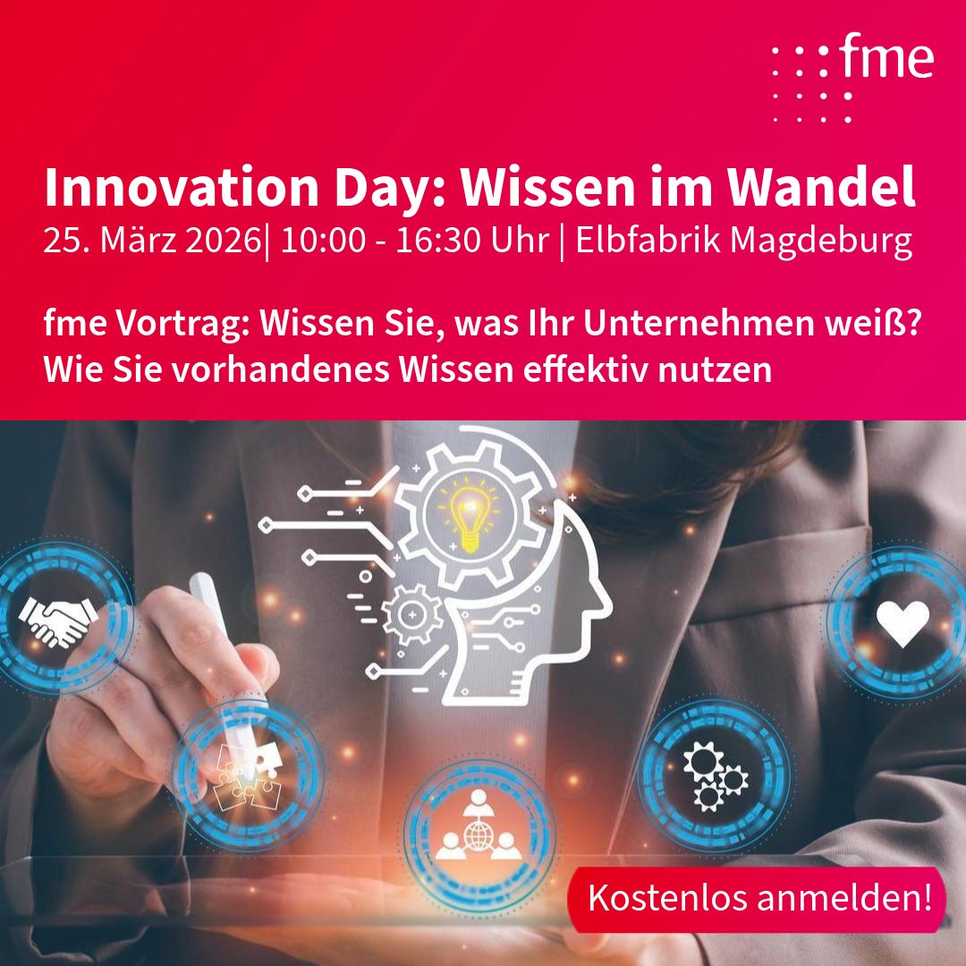 Wissen ist nicht das Problem. Auffindbarkeit ist es.
📍Innovation Day 2026 | 25. März | Magdeburg 
Vortrag: Wie Know-how dort landet, wo es gebraucht wird. Für schnellere Entscheidungen &amp; weniger Suchzeit.
👉 eu1.hubs.ly/H0s7zLR0

#InnovationDay2026 #Wissensmanagement