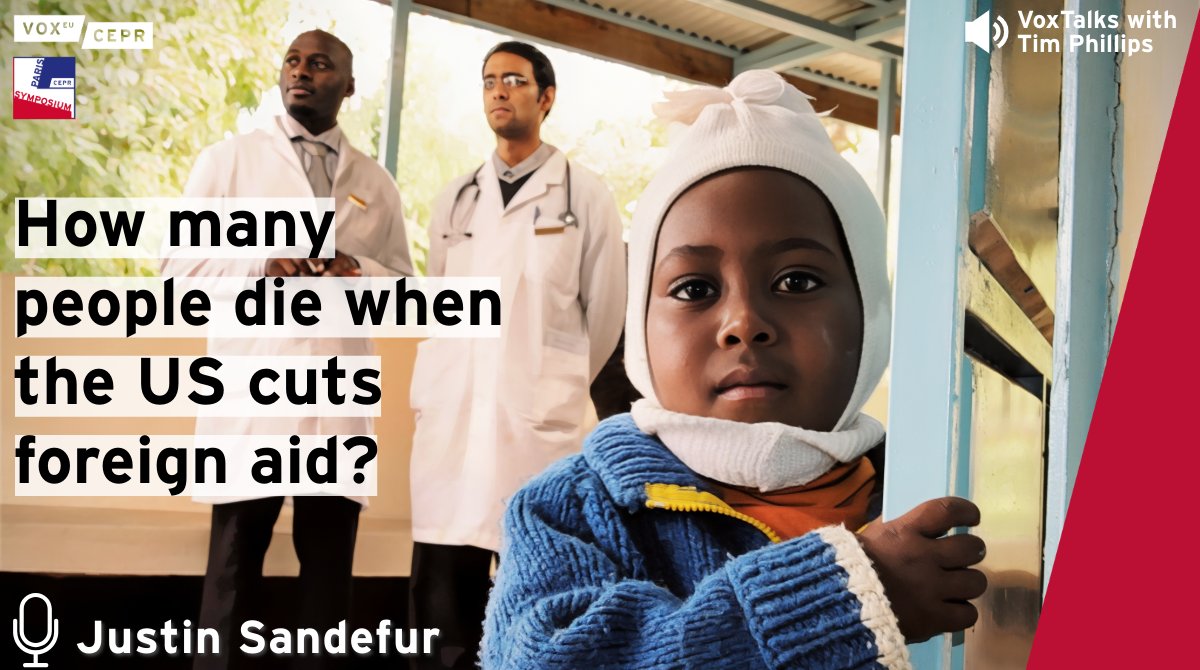 voxeu's tweet image. New VoxTalks Economics: How many people die when the #US cuts #foreignaid?
Listen: cepr.org/multimedia/how…
@JustinSandefur @coeff_giving explains to @timsvengali the global health impact of the 2025 US aid cuts — and whether others can step in to reduce the damage.
Recorded at