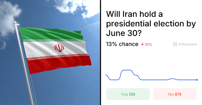 CryptoAlex_ua's tweet photo. 🚨 NEW POLYMARKET: Will Iran hold a presidential election?

Polymarket: https://t.co/qJxd6HDQoi

#Iran 
#IranWar 
#US 
#Polymarket https://t.co/exYCCDICAD