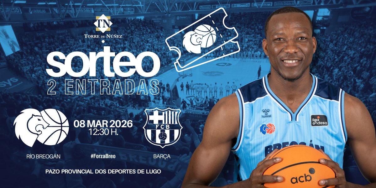 🎟️🏀 ¡SORTEO DE ENTRADAS! 🏀🎟️ 

Hazte ya con 2️⃣ entradas para ver el partidazo de este domingo del <a href="/CBBreogan/">Río Breogán</a> 🙌

👉 Sigue a @TorreDeNunez
👉 Haz RT
👉 Menciona a quién te traes 🎉

#ForzaBreo #sorteo #patrocinio