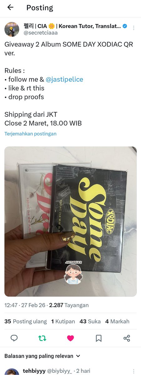 Intan1623's tweet photo. @secretciaaa @Jastipelice done ka, wml https://t.co/qZLuipHpPk