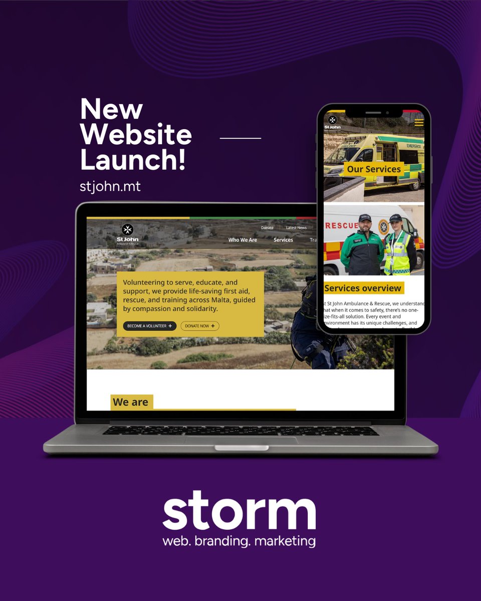 stormwebmalta's tweet photo. We've just launched the new website for St John Ambulance &amp; Rescue Malta - https://t.co/aZ89Zyx0Xr

We're thrilled to showcase this vital service in all its dedication.

#StormDesign #Malta #StJohnMalta #AmbulanceRescue #VolunteerMalta https://t.co/fIDQ1xam22