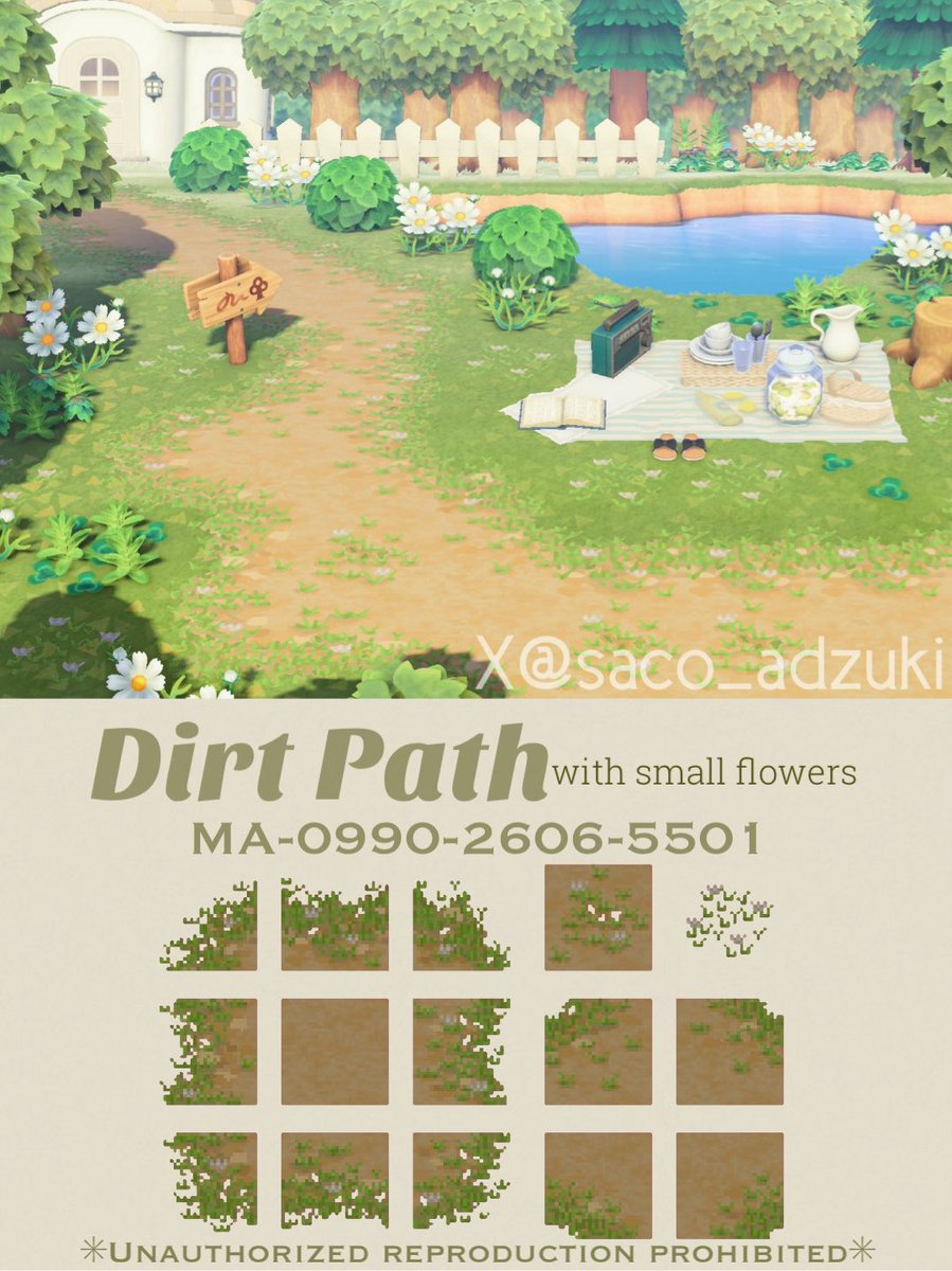 ［マイデザイン］

小花の咲く小道

✳︎組み合わせで色々な曲がり方の道が作れます

（画像で使用している敷物のマイデザインは過去作です）

🌼MA-0990-2606-5501🌼

#あつ森 #あつ森写真部
#マイデザイン #ACNH