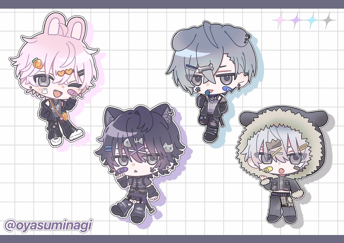 🐰🩷🐱💜ミニキャラ🐶🩵🦁🤍
 #oc #illustration