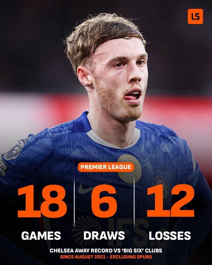 PrinceJunaidAb1's tweet photo. Chelsea are yet to win an away league game 🆚 a traditional 'Big Six' side that isn't Spurs in nearly 5 years 😵 https://t.co/UdxpWMqsXS