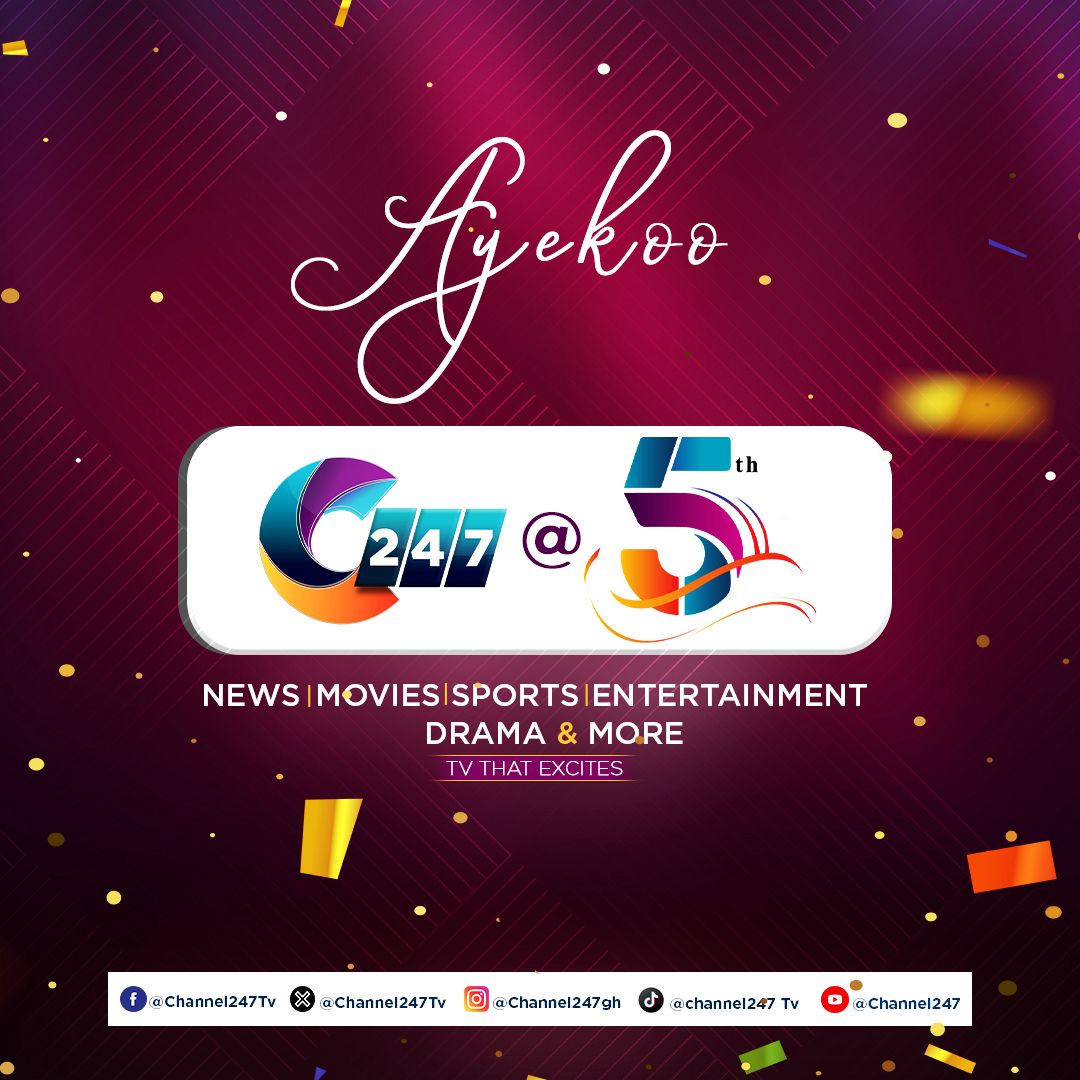 Channel247News's tweet photo. Join us celebrate 5 years of exciting programming as well as celebrating Ghana in this month. #channel247 #news247 #greenroom #criticallifematters #thegavelhall #247newzroomlive #sipandgist #healthyspace #breakfast247 #300seconds #news247live #celebritybuzz #radio247 #Ghanamonth https://t.co/AXgKVuPcXQ