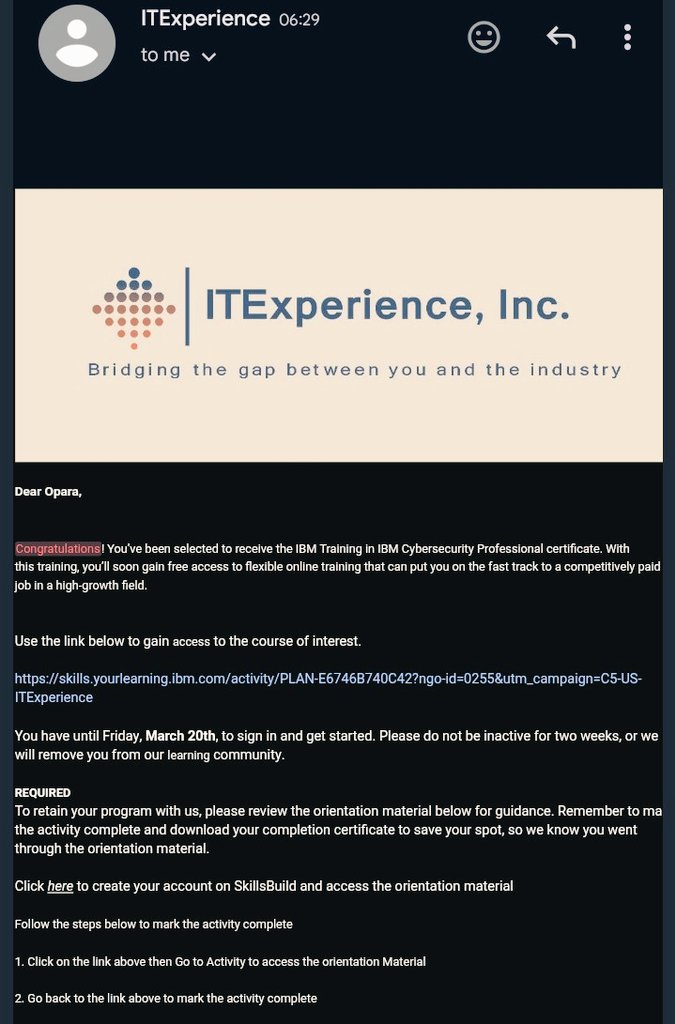 Excited to be selected for the IBM Cybersecurity Professional Certificate 

Building depth in 2026 🤲🏾☺️
Big thanks to everyone who shared this opportunity with me. I'm truly grateful 🙏