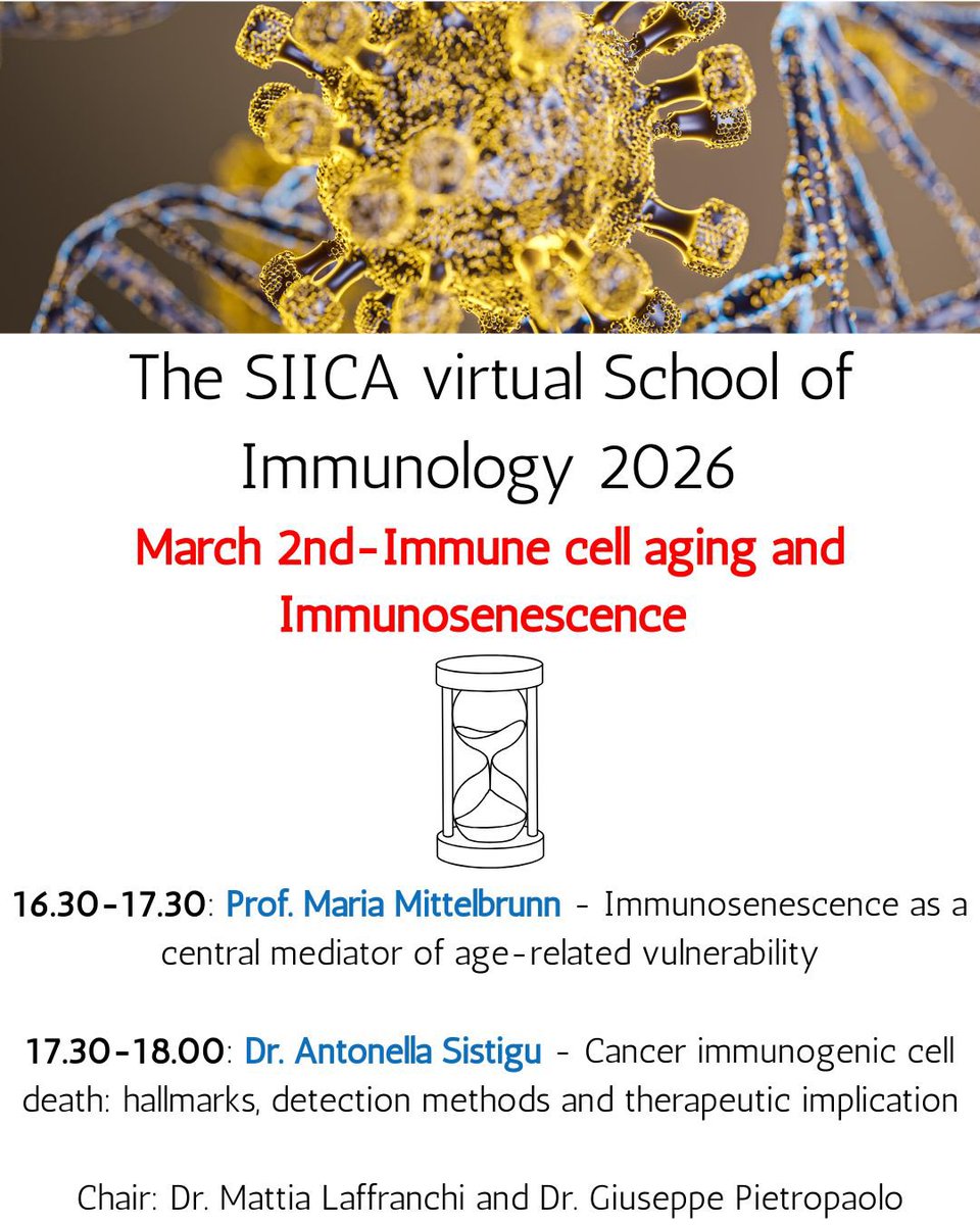 SiicaI's tweet photo. SIICA School of Immunology is officially starting!
We are waiting for you this afternoon at 4.30 pm! #SoI26 https://t.co/sPQ1hlzaRg