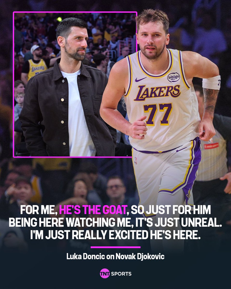 Luka Doncic hails Novak Djokovic as "the GOAT" 🐐

The 24-time Grand Slam champion was in attendance for the Los Angeles Lakers' victory over the Sacramento Kings 🏀