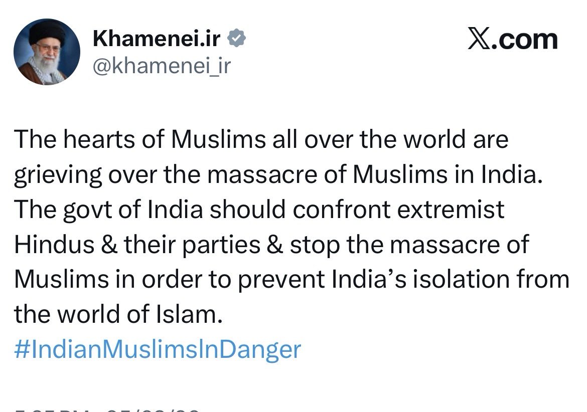 <a href="/INCIndia/">Congress</a> Dear Hindus ,

Dictator Khamenei had called us 
“EXTREMIST “ and Congress to please their vote bank is condemning death of this vile man 

Congress yet again proves it’s anti HINDU