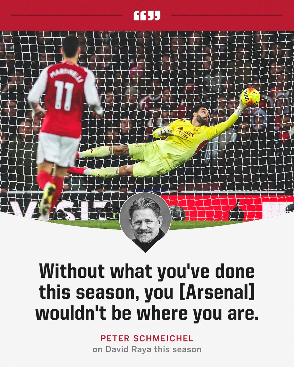Peter Schmeichel giving David Raya his flowers after Arsenal vs. Chelsea 👏