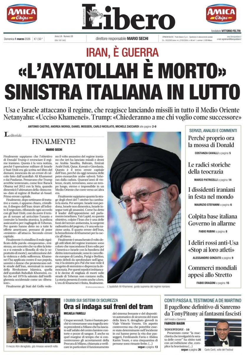 PaoloPare1's tweet photo. Mi sento profondamente offeso da questo titolo, come ne sono certo milioni di italiani.
@masechi hai toccato il fondo. https://t.co/Zljy6HpARs