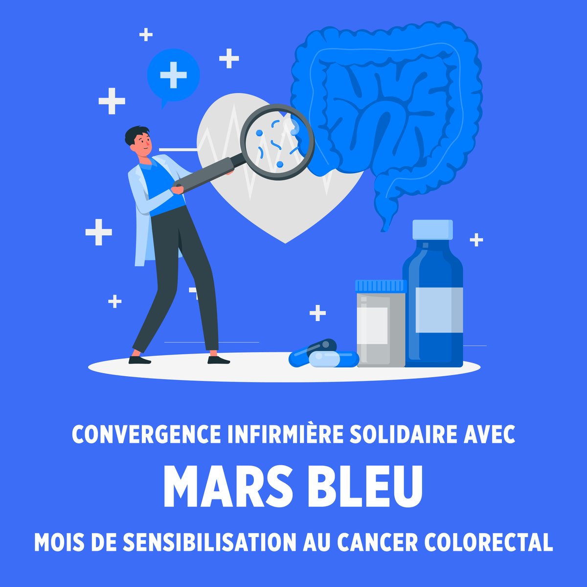 🔵 #MarsBleu
Le cancer colorectal est le 3ᵉ cancer en France (~17 000 décès/an).
Détecté tôt, il se guérit dans 9 cas sur 10.
Le dépistage (50–74 ans) est simple, gratuit et réalisable à domicile.
IDEL: un échange peut déclencher un test.
Un test peut sauver une vie.
#Prévention