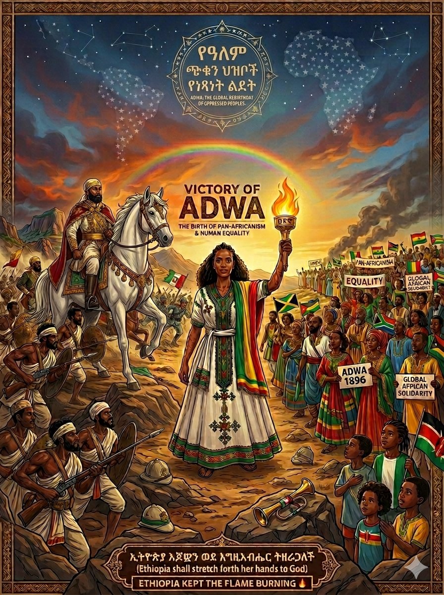 Laynaddis_B's tweet photo. @AbiyAhmedAli Adwa is the ultimate alchemy of the human soul. It is the moment where flesh and bone were offered as the sacred price for global dignity. This was not merely a battle; it was the Global Rebirth Day for every oppressed heart on Earth !
Adwa is the beginning of New Dawn !!!! https://t.co/vCjALu7Ztt
